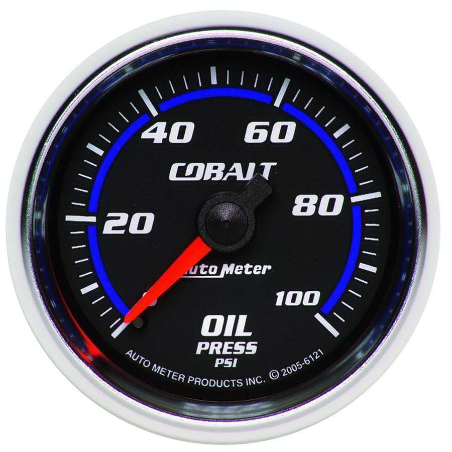 AutoMeter Oil Pressure Gauge - Cobalt - 0-100 psi - Mechanical - Analog - Full Sweep - 2-1/16 in Diameter - Black Face - Each