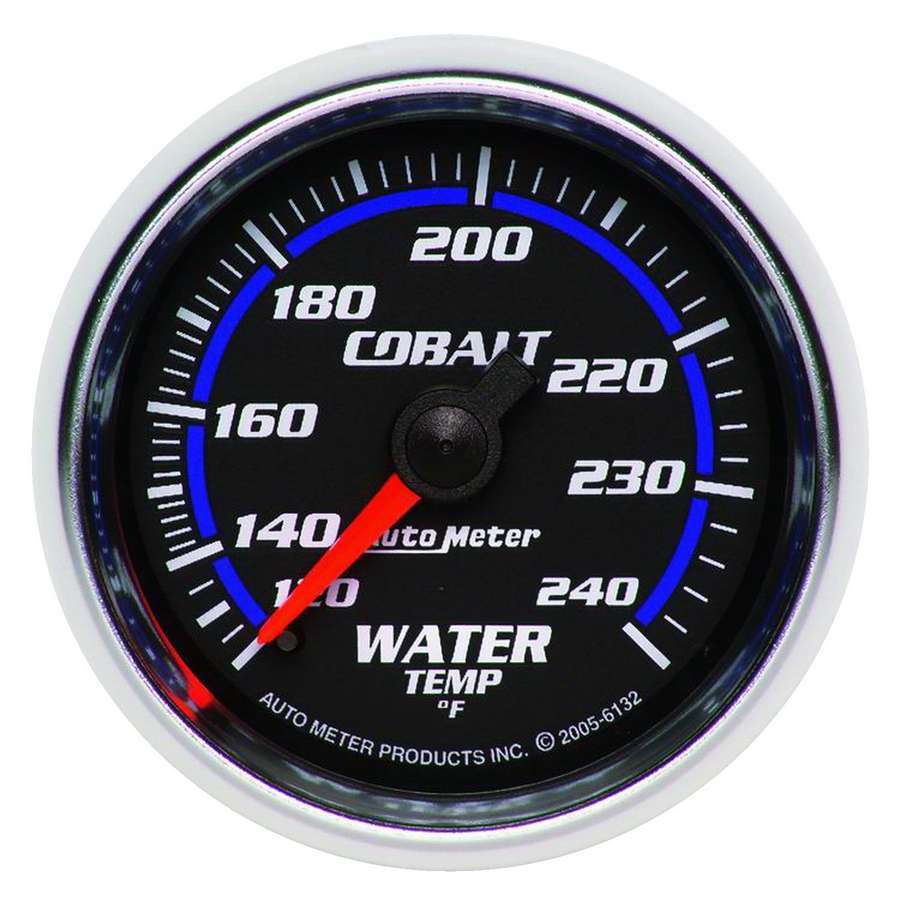 AutoMeter Water Temperature Gauge - Cobalt - 120-240 Degree F - Mechanical - Analog - Full Sweep - 2-1/16 in Diameter - Black Face - Each