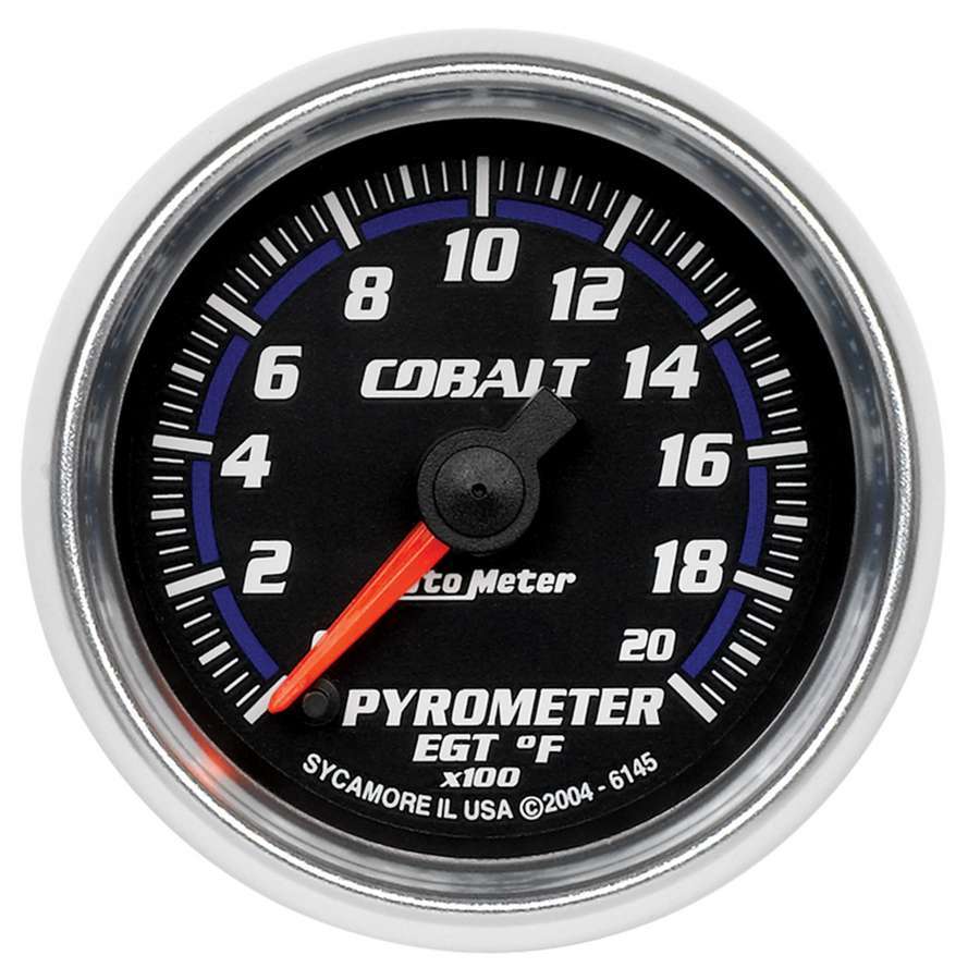 AutoMeter EGT Gauge - Cobalt - 0-2000 Degree F - Electric - Analog - Full Sweep - 2-1/16 in Diameter - Black Face - Each