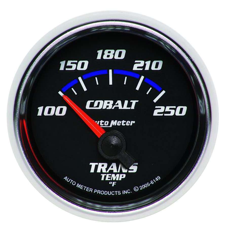 AutoMeter Transmission Temperature Gauge - Cobalt - 100-250 Degree F - Electric - Analog - Short Sweep - 2-1/16 in Diameter - Black Face - Each