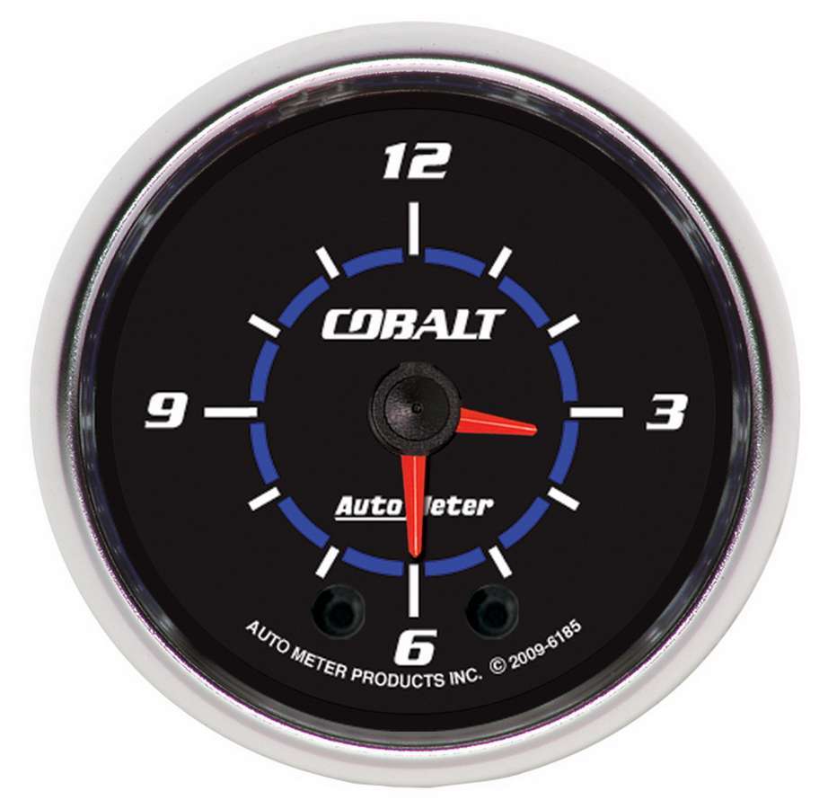 AutoMeter Clock Gauge - Cobalt - Electric - Analog - 2-1/16 in Diameter - Black Face - Each