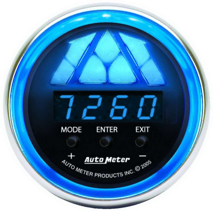 AutoMeter Shift Light - Cobalt - 0-16000 RPM - 4 Shift Point - Digital - 2-1/16 in Diameter - Multi-Color LED - Black Face - Each