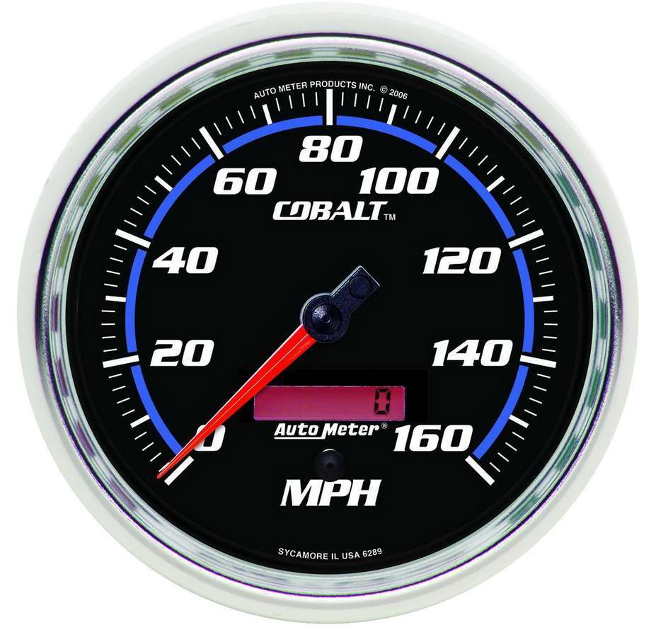 AutoMeter Speedometer - Cobalt - 160 MPH - Electric - Analog - 5 in Diameter - Programmable - Black Face - Each