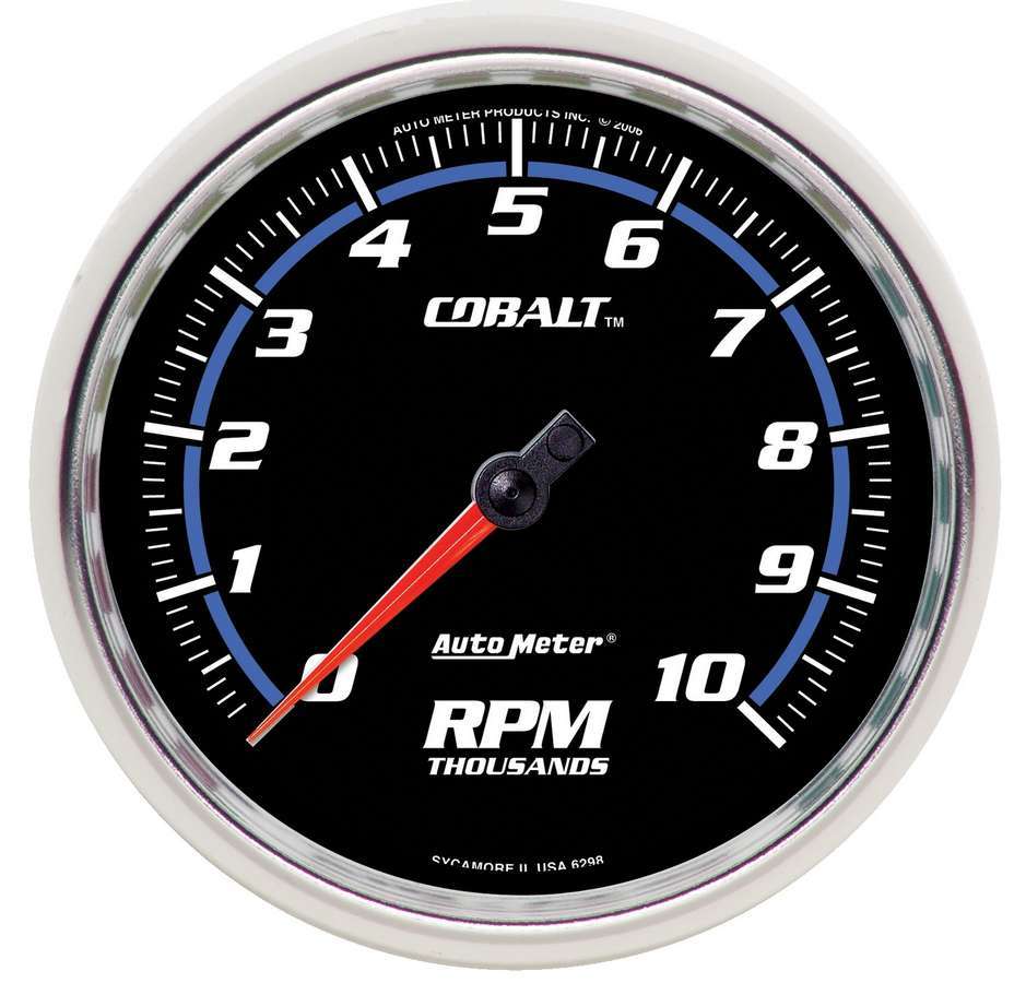 AutoMeter Tachometer - Cobalt - 10000 RPM - Electric - Analog - 5 in Diameter - Black Face - Each