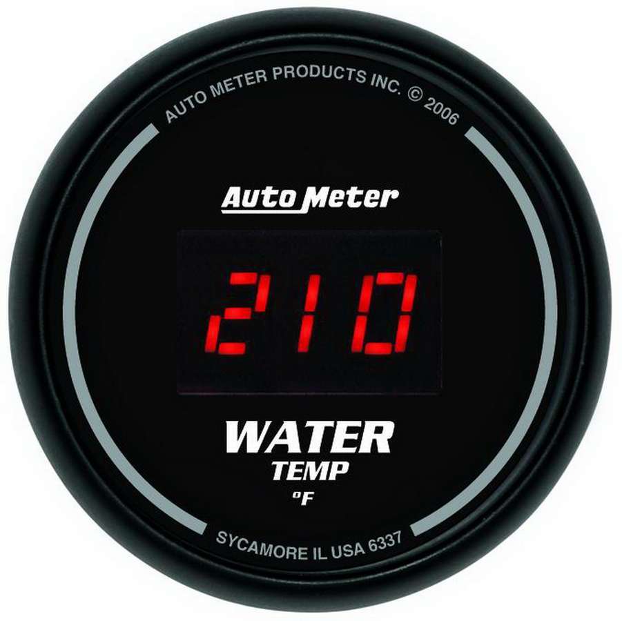 AutoMeter Water Temperature Gauge - Sport-Comp - 0-300 Degree F - Electric - Digital - 2-1/16 in Diameter - Black Face - Each