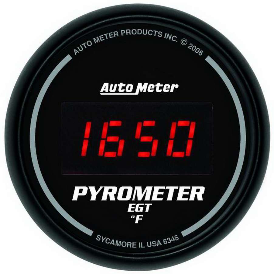 AutoMeter EGT Gauge - Sport-Comp - 0-2000 Degree F - Electric - Digital - 2-1/16 in Diameter - Black Face - Each