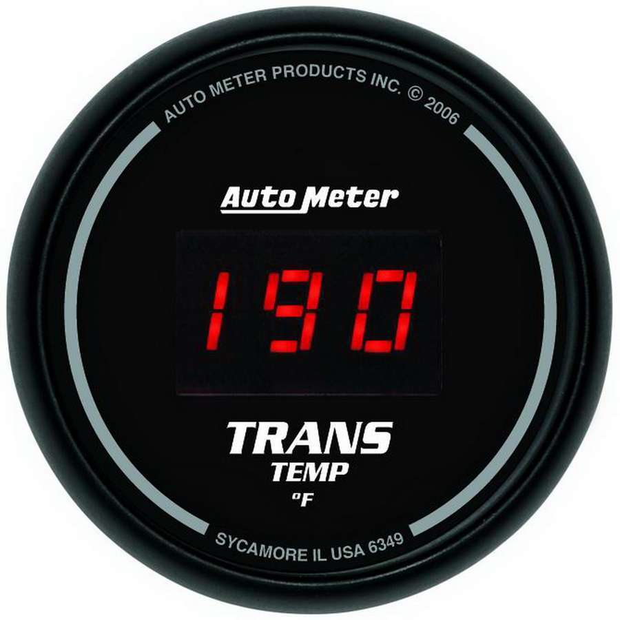AutoMeter Transmission Temperature Gauge - Sport-Comp - 0-300 Degree F - Electric - Digital - 2-1/16 in Diameter - Black Face - Each