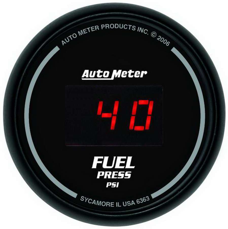 AutoMeter Fuel Pressure Gauge - Sport-Comp - 5-100 psi - Electric - Digital - 2-1/16 in Diameter - Black Face - Each
