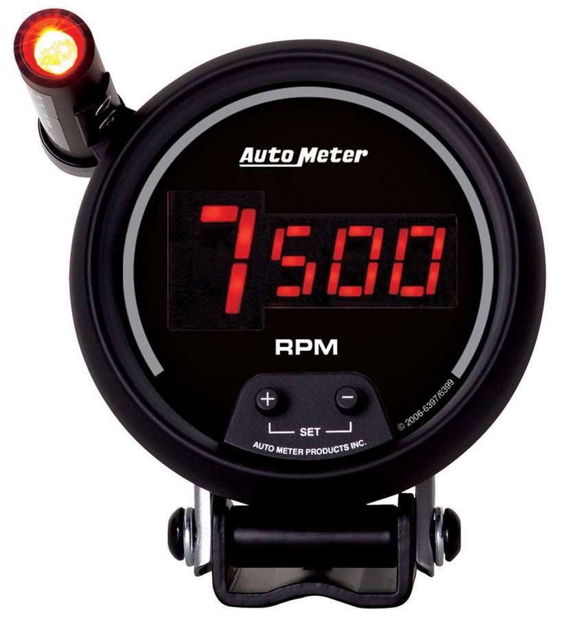 AutoMeter Tachometer - Sport-Comp - 10000 RPM - Electric - Digital - 3-3/4 in Diameter - Pedestal Mount - Shift Light - Black Face - Each
