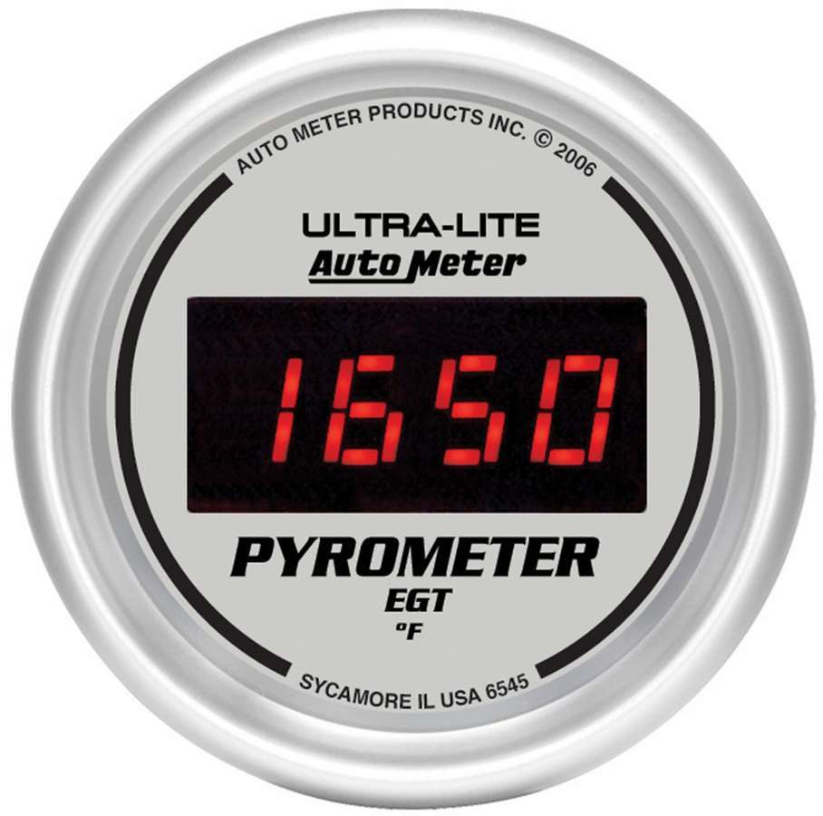 AutoMeter EGT Gauge - Ultra-Lite - 0-2000 Degree F - Electric - Digital - 2-1/16 in Diameter - Silver Face - Each