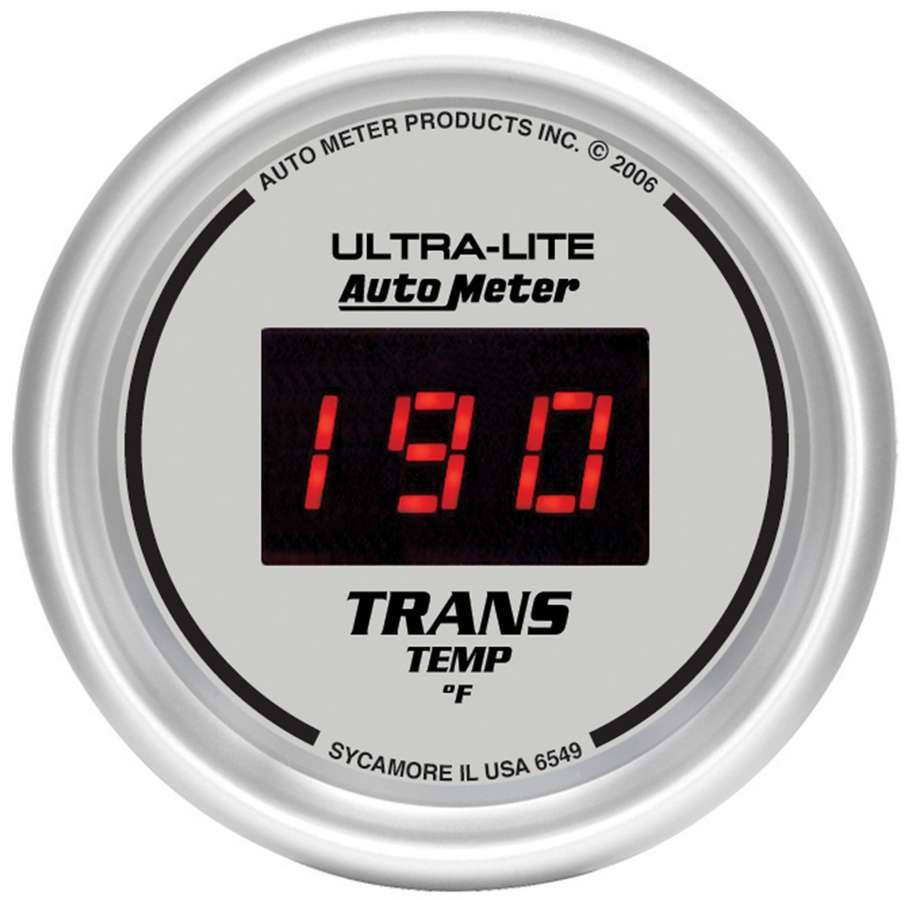AutoMeter Transmission Temperature Gauge - Ultra-Lite - 0-300 Degree F - Electric - Digital - 2-1/16 in Diameter - Silver Face - Each