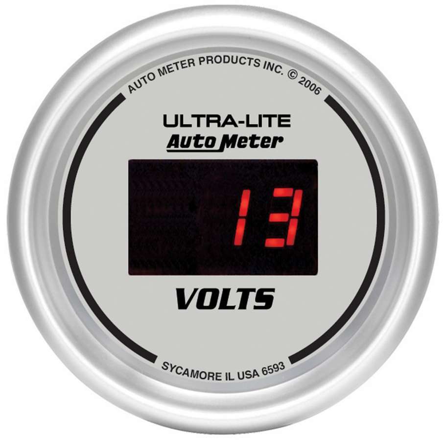 AutoMeter Voltmeter - Ultra-Lite - 8-18V - Electric - Digital - 2-1/16 in Diameter - Silver Face - Each