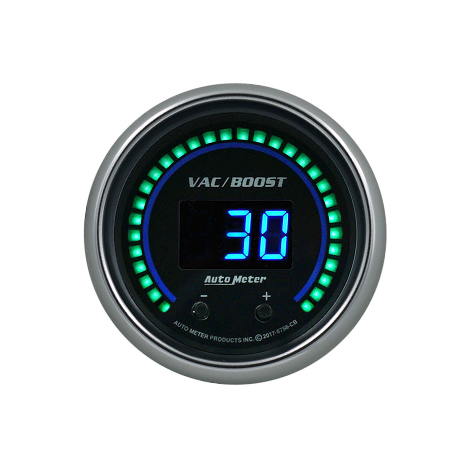 AutoMeter Boost / Vacuum Gauge - Cobalt Elite - Digital - Electric - 0-1600 psi / 0-110 Bar - 2-1/16 in - Black Face - Each