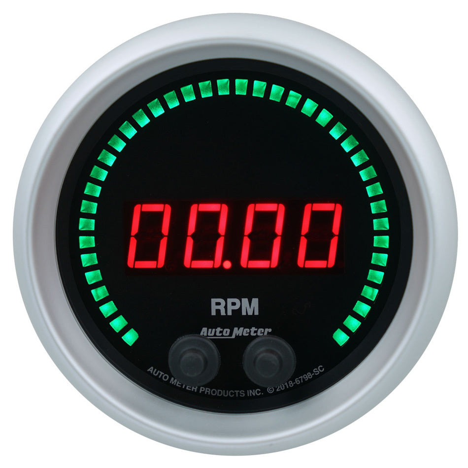 AutoMeter Tachometer - Sport-Comp Elite - Digital - Electric - 0-16000 RPM - 3-3/8 in - Black Face - Each