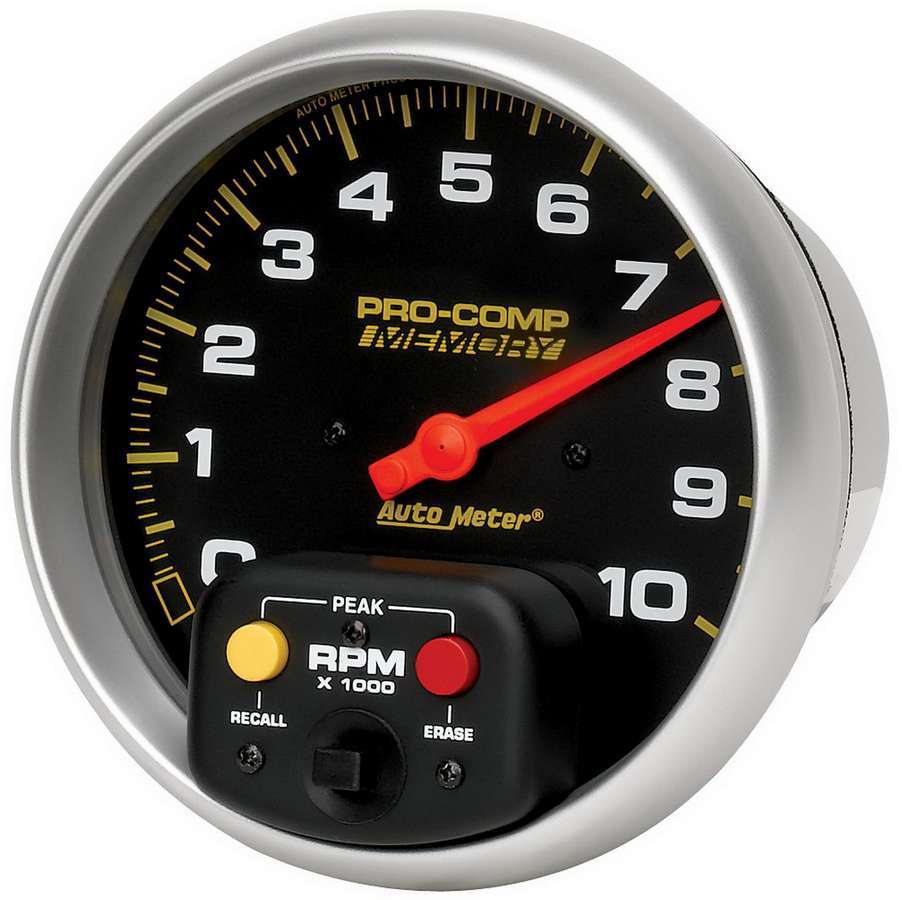 AutoMeter Tachometer - Pro-Comp - 10000 RPM - Electric - Analog - 5 in Diameter - Memory - Dash Mount - Black Face - Each