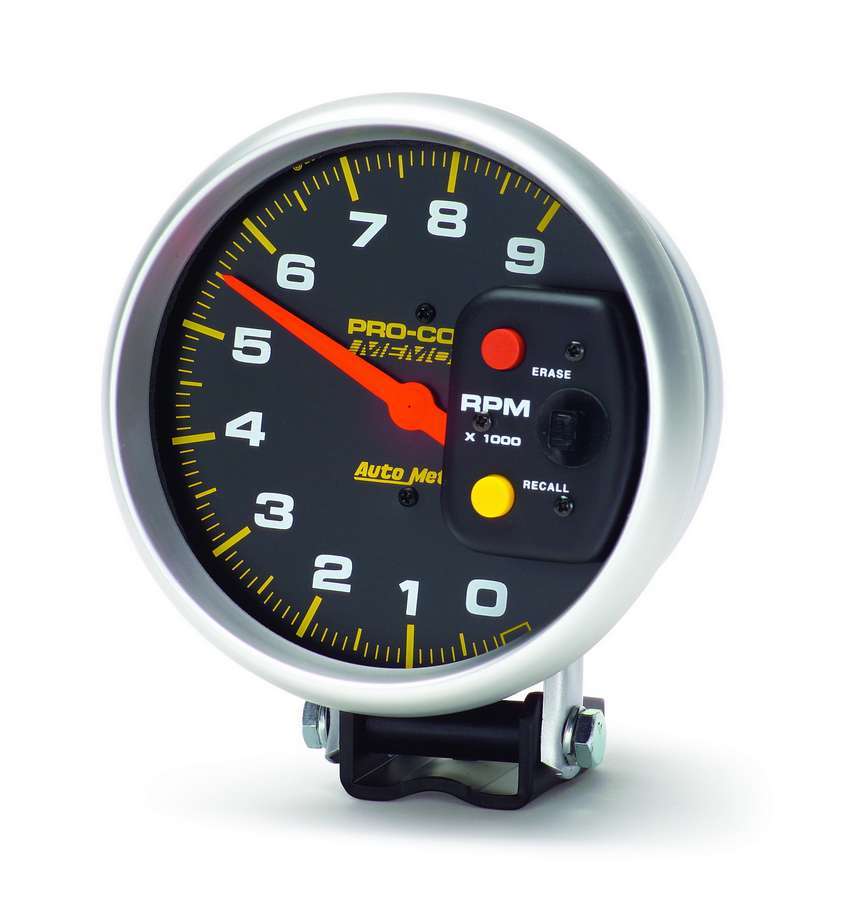 AutoMeter Tachometer - Pro-Comp - 9000 RPM - Electric - Analog - 5 in Diameter - Pedestal Mount - Memory - Black Face - Each