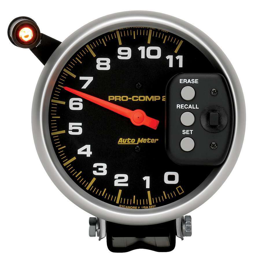 AutoMeter Tachometer - Pro-Comp - 11000 RPM - Electric - Analog - 5 in Diameter - Pedestal Mount - Shift Light - Memory - Black Face - Each