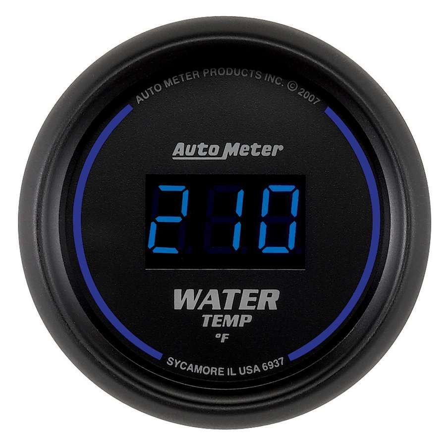 AutoMeter Water Temperature Gauge - Cobalt - 0-340 Degree F - Electric - Digital - 2-1/16 in Diameter - Black Face - Each