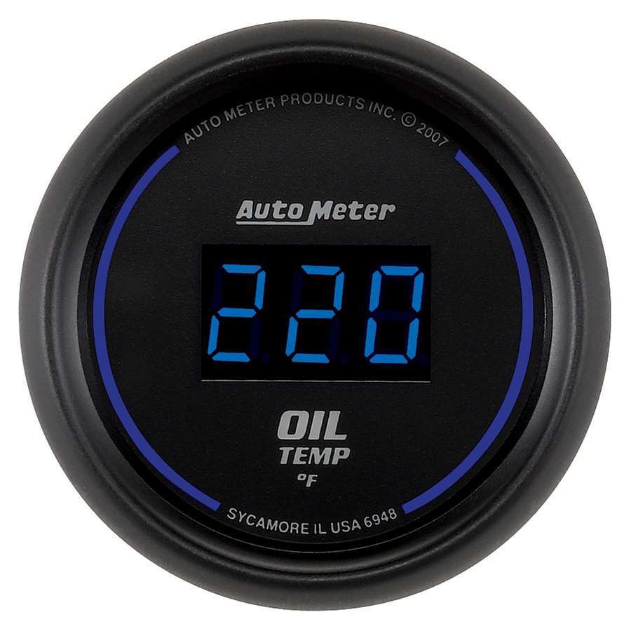 AutoMeter Oil Temperature Gauge - Cobalt - 0-340 Degree F - Electric - Digital - Blue LED - 2-1/16 in Diameter - Black Face - Each