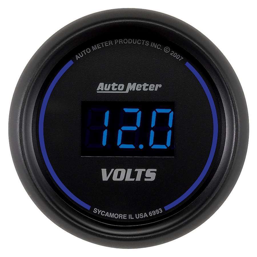 AutoMeter Voltmeter - Cobalt - 8-18V - Electric - Digital - 2-1/16 in Diameter - Black Face - Each