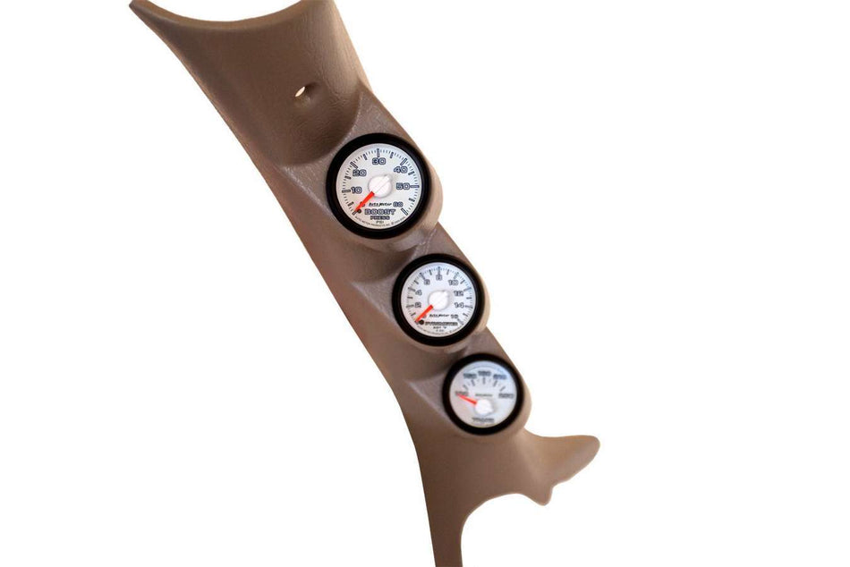 AutoMeter Gauge Pod - Gauge Works - Boost / Pyrometer / Transmission Temperature Gauges - 2-1/16 in Diameter - Full Pillar - Plastic - Tan - Dodge Ram Fullsize Truck 2003-07 - Each