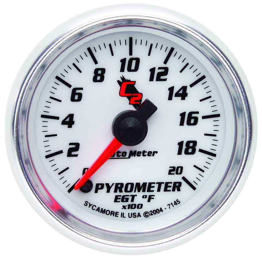 AutoMeter EGT Gauge - C2 - 0-2000 Degree F - Electric - Analog - Full Sweep - 2-1/16 in Diameter - White Face - Each