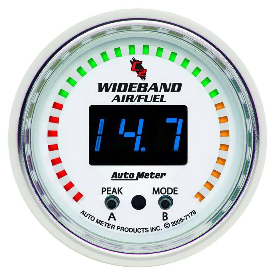 AutoMeter Air-Fuel Ratio Gauge - C2 - Wideband - 6:1-20:1 AFR - Electric - Digital - 2-1/16 in Diameter - White Face - Each
