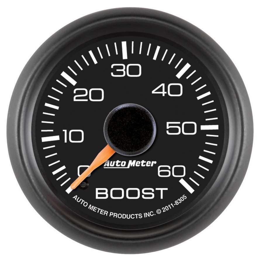 AutoMeter Boost Gauge - GM Factory Match - 0-60 psi - Mechanical - Analog - 2-1/16 in Diameter - Black Face - Each