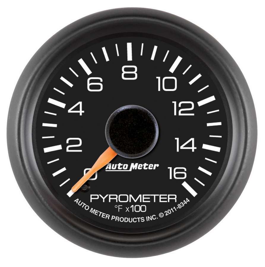 AutoMeter EGT Gauge - GM Factory Match - 0-1600 Degree F - Electric - Analog - Full Sweep - 2-1/16 in Diameter - Black Face - Each