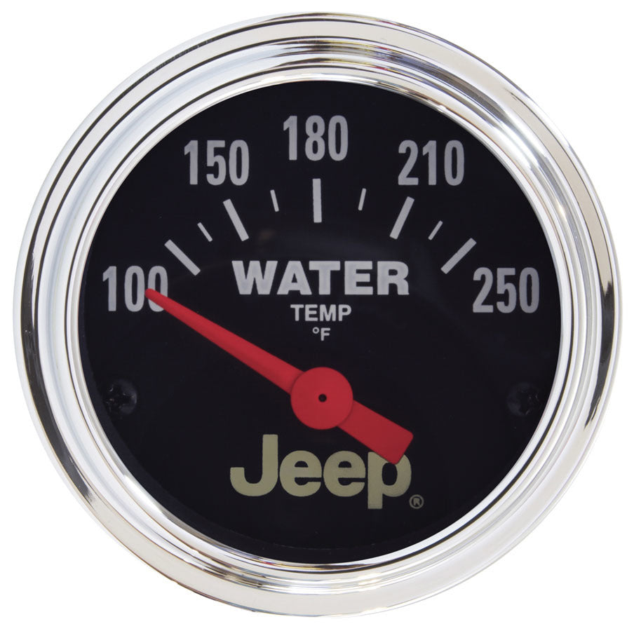 AutoMeter Water Temperature Gauge - Jeep - 100-250 Degree F - Electric - Analog - Short Sweep - 2-1/16 in Diameter - Jeep Logo - Black Face - Each