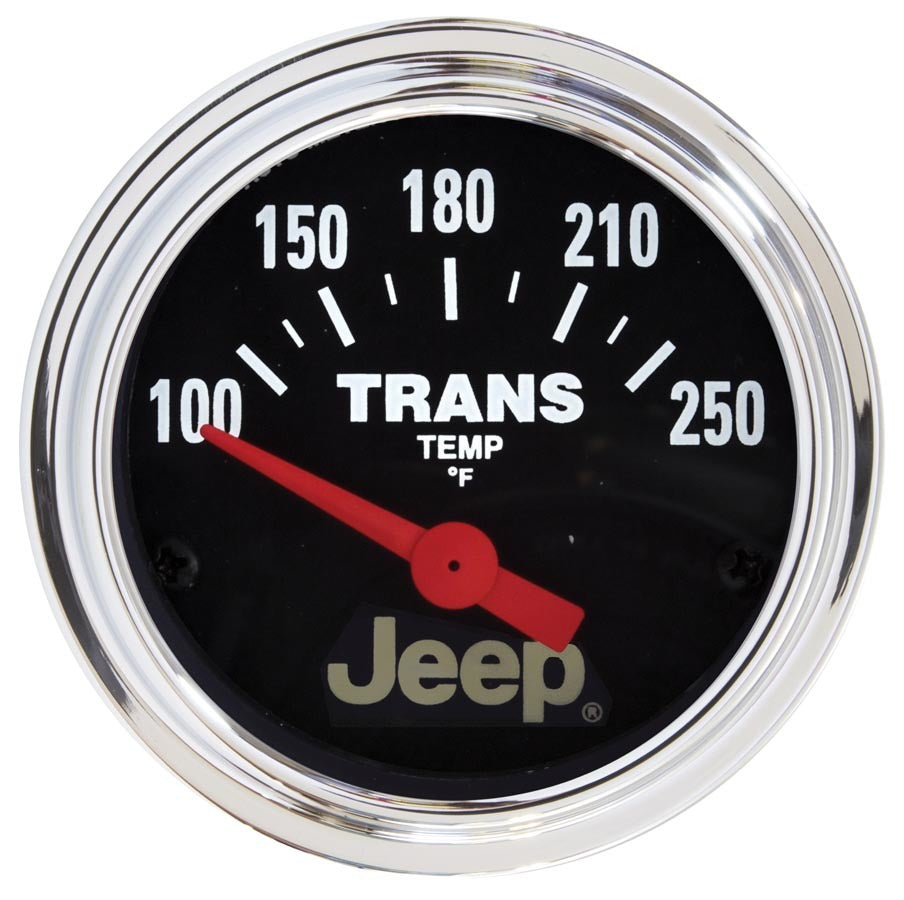 AutoMeter Transmission Temperature Gauge - Jeep - 100-250 Degree F - Electric - Analog - Short Sweep - 2-1/16 in Diameter - Jeep Logo - Black Face - Each