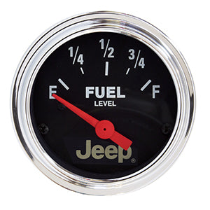AutoMeter Fuel Level Gauge - Jeep - 73-10 ohm - Electric - Analog - Short Sweep - 2-1/16 in Diameter - Jeep Logo - Black Face - Each
