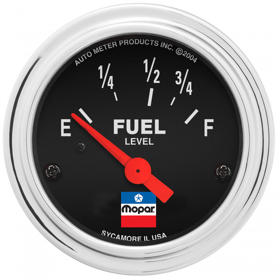 AutoMeter Fuel Level Gauge - Mopar Classic - 73-10 ohm - Electric - Analog - Short Sweep - 2-1/16 in Diameter - Black Face - Each