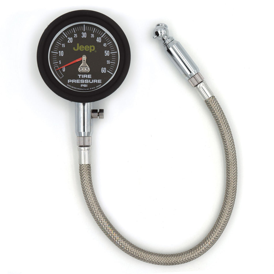 AutoMeter Tire Pressure Gauge - Jeep - 0-60 psi - Analog - 2-1/4 in Diameter - Black Face - 1 lb Increments - Each