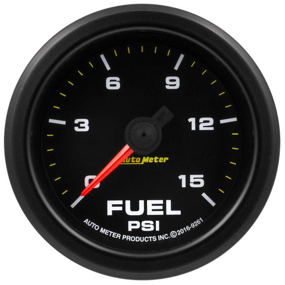 AutoMeter Fuel Pressure Gauge - Extreme Environment - Stepper Motor - 0-15 psi - Electric - Analog - Full Sweep - 2-1/16 in Diameter - Black Face - Each
