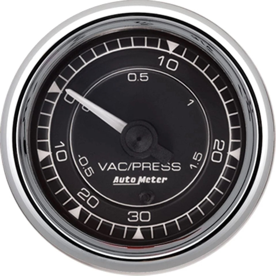 AutoMeter Boost / Vacuum Gauge - Chrono Series - 0-30 psi - Mechanical - Analog - 2-1/16 in Diameter - Black Face - Each