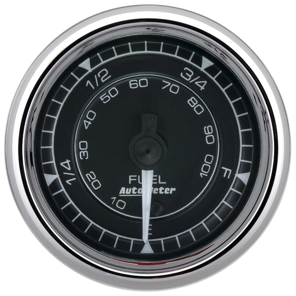 AutoMeter Fuel Level Gauge - Chrono Series - 0-280 ohm - Electric - Analog - Full Sweep - 2-1/16 in Diameter - Black Face - Each