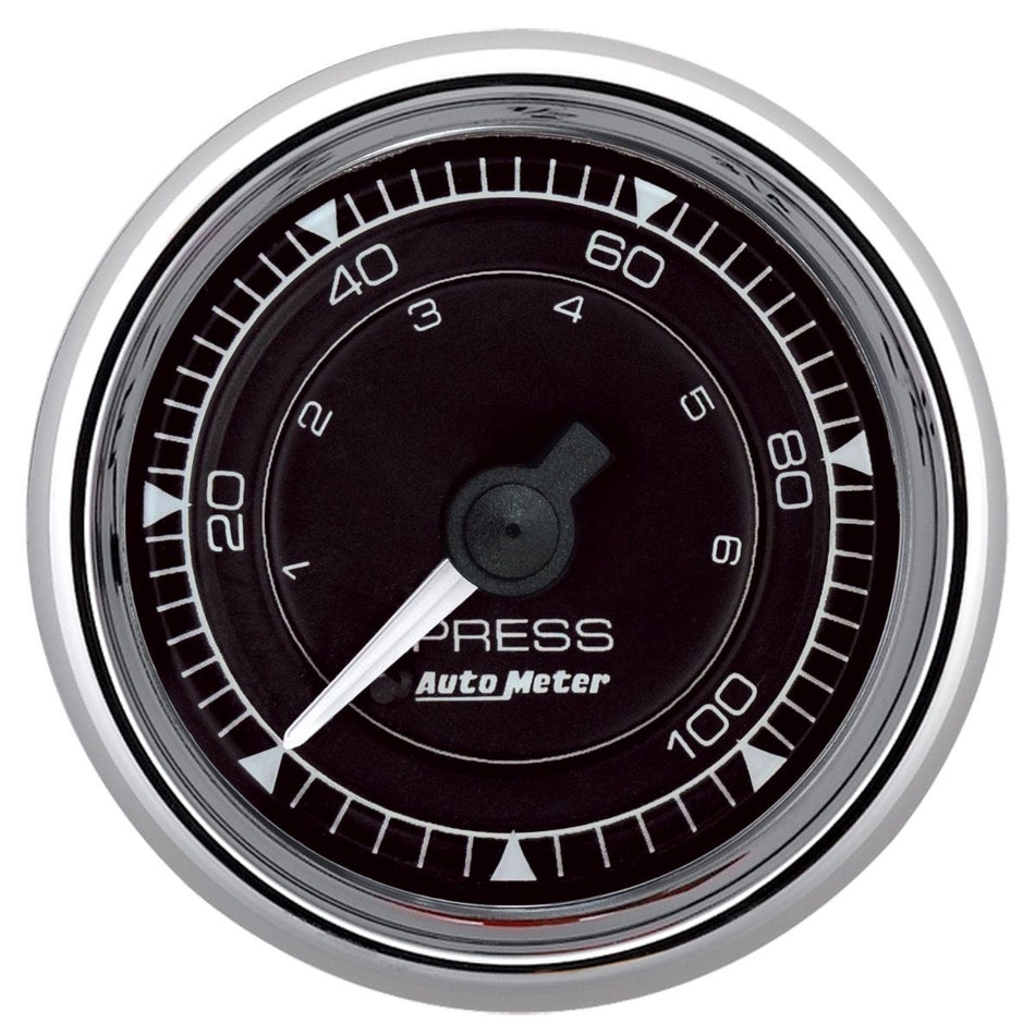AutoMeter Oil Pressure Gauge - Chrono Series - 0-100 psi - Mechanical - Full Sweep - 2-1/16 in Diameter - Black Face - Each