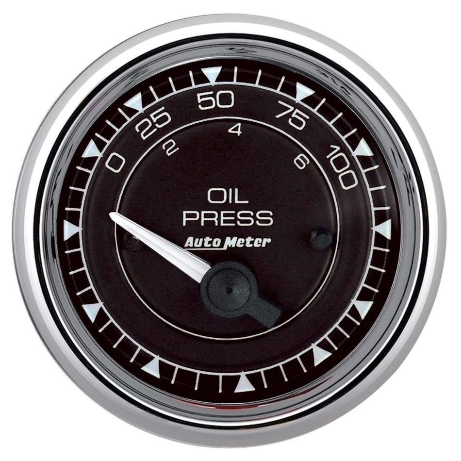 AutoMeter Oil Pressure Gauge - Chrono Series - 0-100 psi - Mechanical - Short Sweep - 2-1/16 in Diameter - Black Face - Each