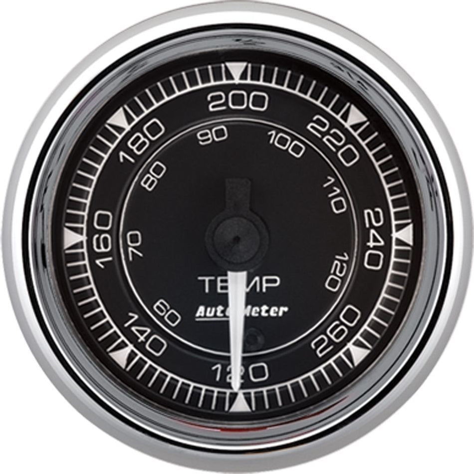AutoMeter Water Temperature Gauge - Chrono Series - 120-280 Degree F - Electric - Full Sweep - 2-1/16 in Diameter - Black Face - Each