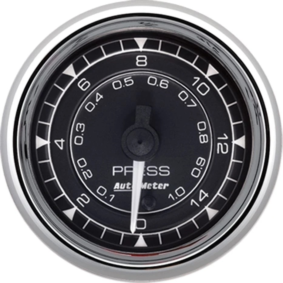 AutoMeter Fuel Pressure Gauge - Chrono Series - 0-15 psi - Electric - Full Sweep - 2-1/16 in Diameter - Black Face - Each