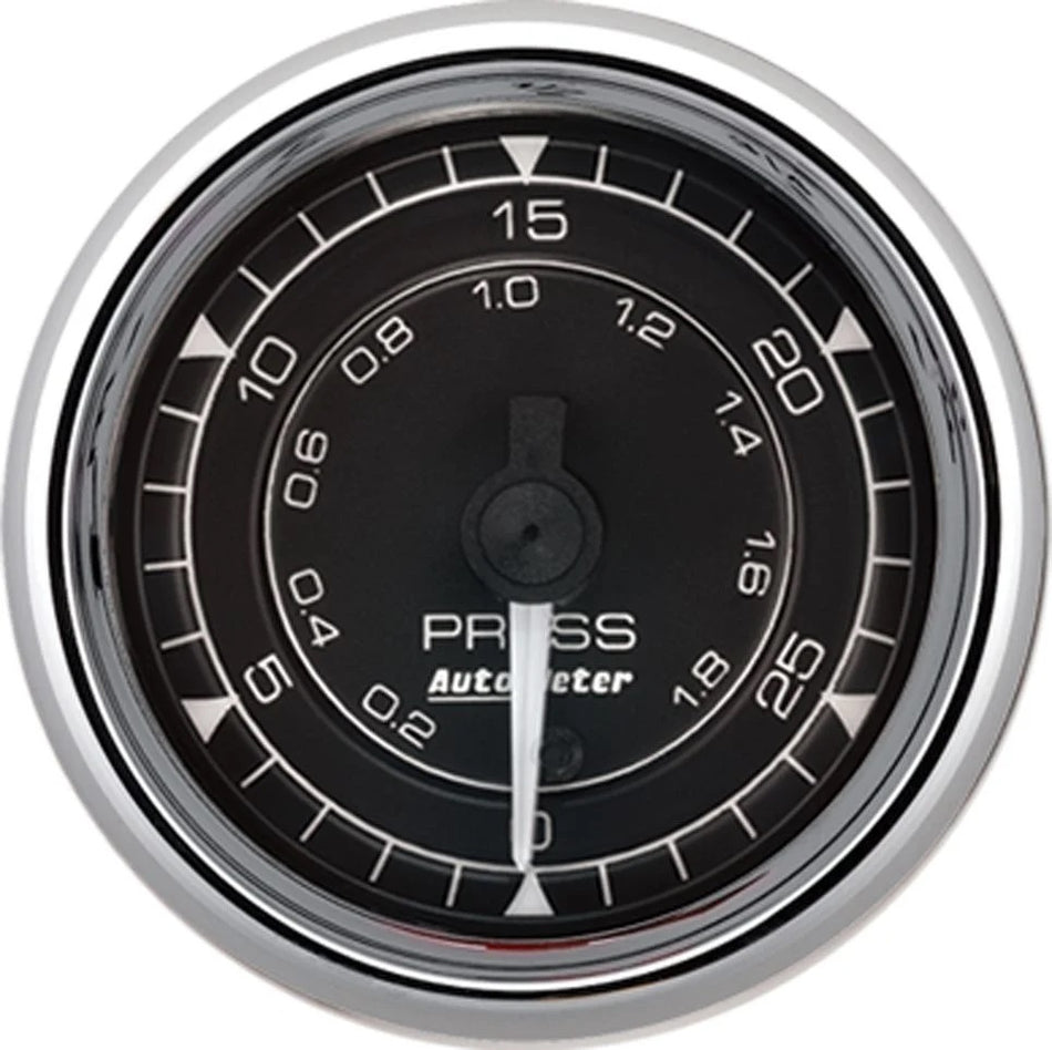 AutoMeter Fuel Pressure Gauge - Chrono Series - 0-30 psi - Electric - Full Sweep - 2-1/16 in Diameter - Black Face - Each