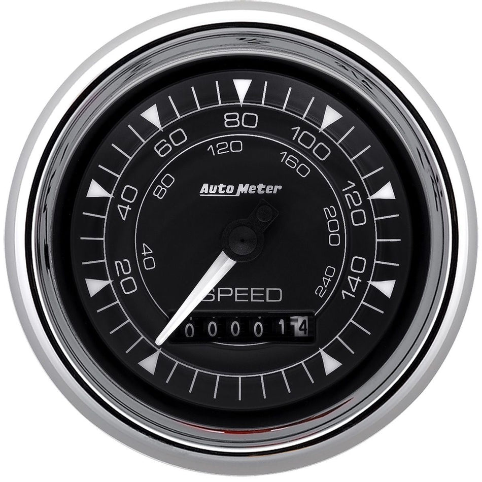 AutoMeter Speedometer - Chrono Series - 160 MPH - Electric - 3-3/8 in Diameter - Programmable - Black Face - Each