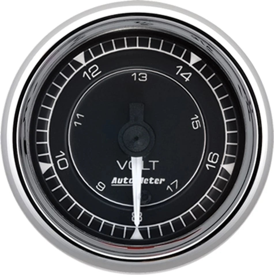 AutoMeter Voltmeter - Chrono Series - 8-18V - Electric - Full Sweep - 2-1/16 in Diameter - Black Face - Each