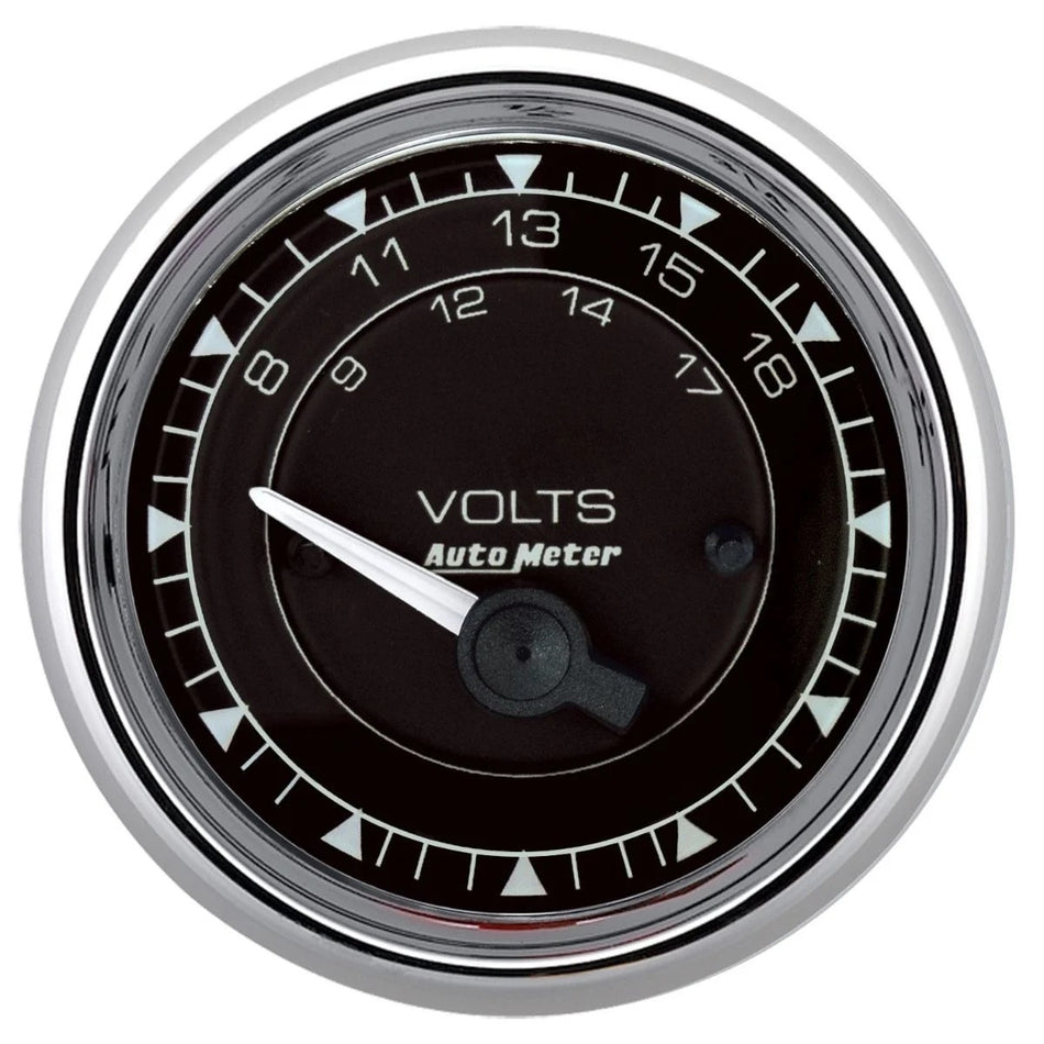 AutoMeter Voltmeter - Chrono Series - 8-18V - Electric - Short Sweep - 2-1/16 in Diameter - Black Face - Each