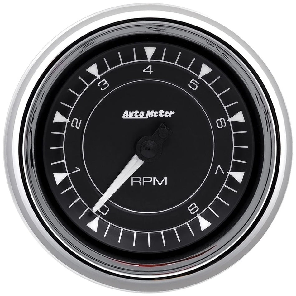 AutoMeter Tachometer - Chrono Series - 8000 RPM - Electric - 3-3/8 in Diameter - Dash Mount - Black Face - Each