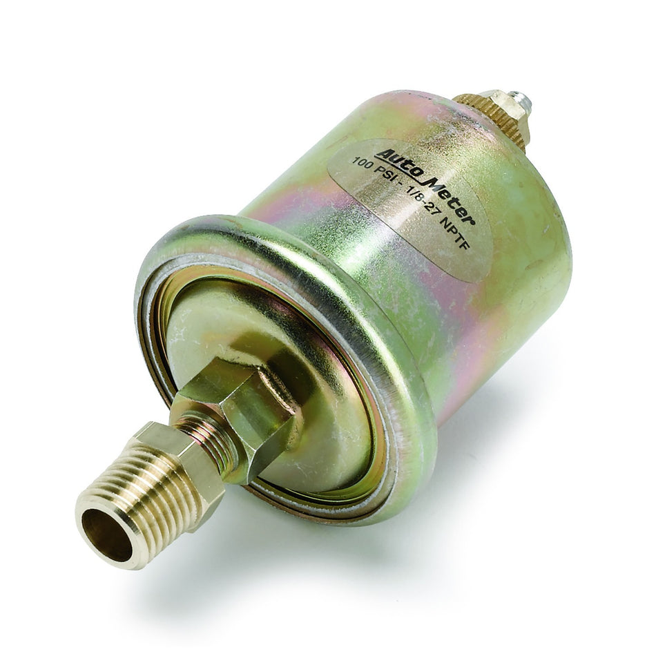 AutoMeter Pressure Sending Unit - 1/8 in NPT Male Thread - Steel - Cadmium - 0-100 psi - Auto Meter Short Sweep Pressure Gauges - Kit