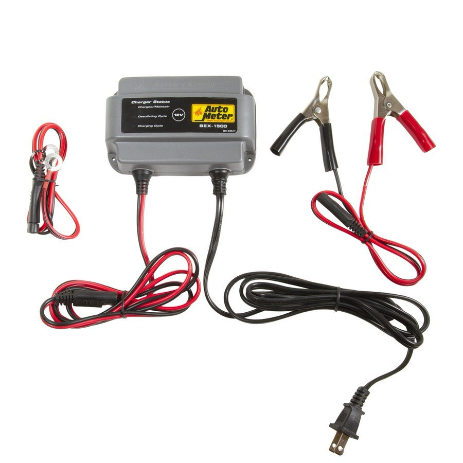 AutoMeter Battery Charger - Battery Extender - AGM - 12V - 1.5 amps - Indicator Lights - 3 Step Charging Program - Each