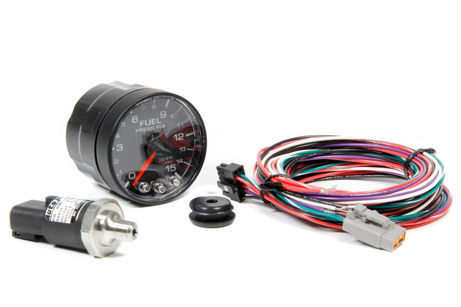 AutoMeter Fuel Pressure Gauge - Spek Pro - 0-15 psi - Electric - Analog - Full Sweep - 2-1/16 in Diameter - Black Face - Each