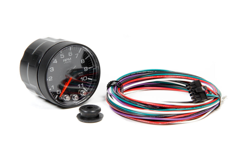 AutoMeter Tachometer - Spek Pro - 11000 RPM - Electric - Analog - 2-1/16 in Diameter - Dash Mount - Shift Light - Peak Recall - Black Face - Each